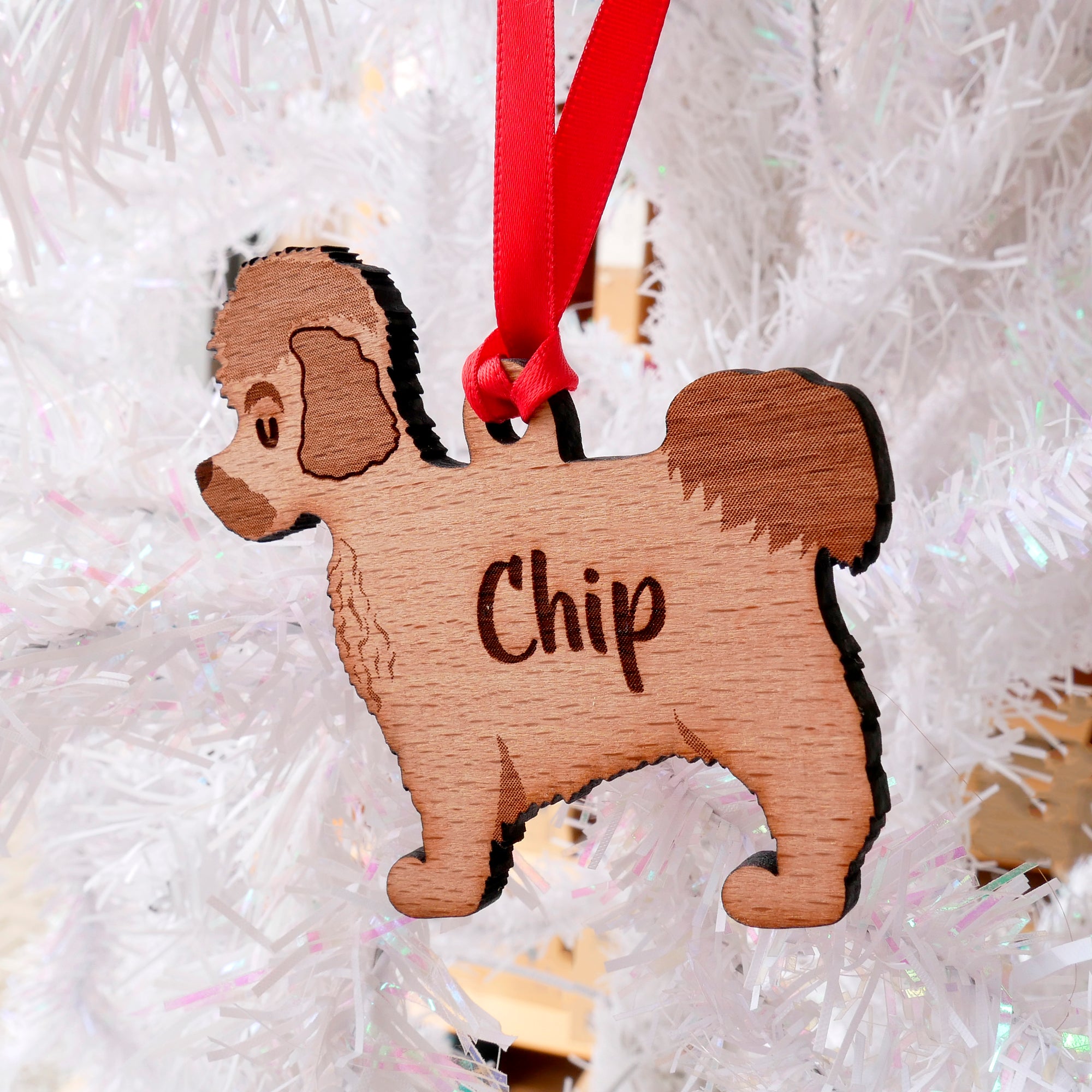 Maltese Terrier Personalised Wooden Christmas Decoration  - Hoobynoo - Personalised Pet Tags and Gifts