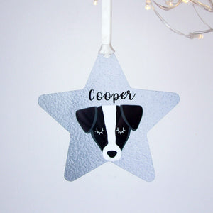 Silver Printed Personalised Dog Hanging Christmas Decoration  - Hoobynoo - Personalised Pet Tags and Gifts