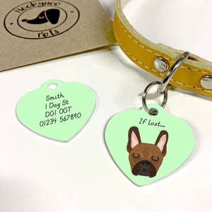 French Bulldog Personalised Pet ID Tag - Heart  - Hoobynoo - Personalised Pet Tags and Gifts