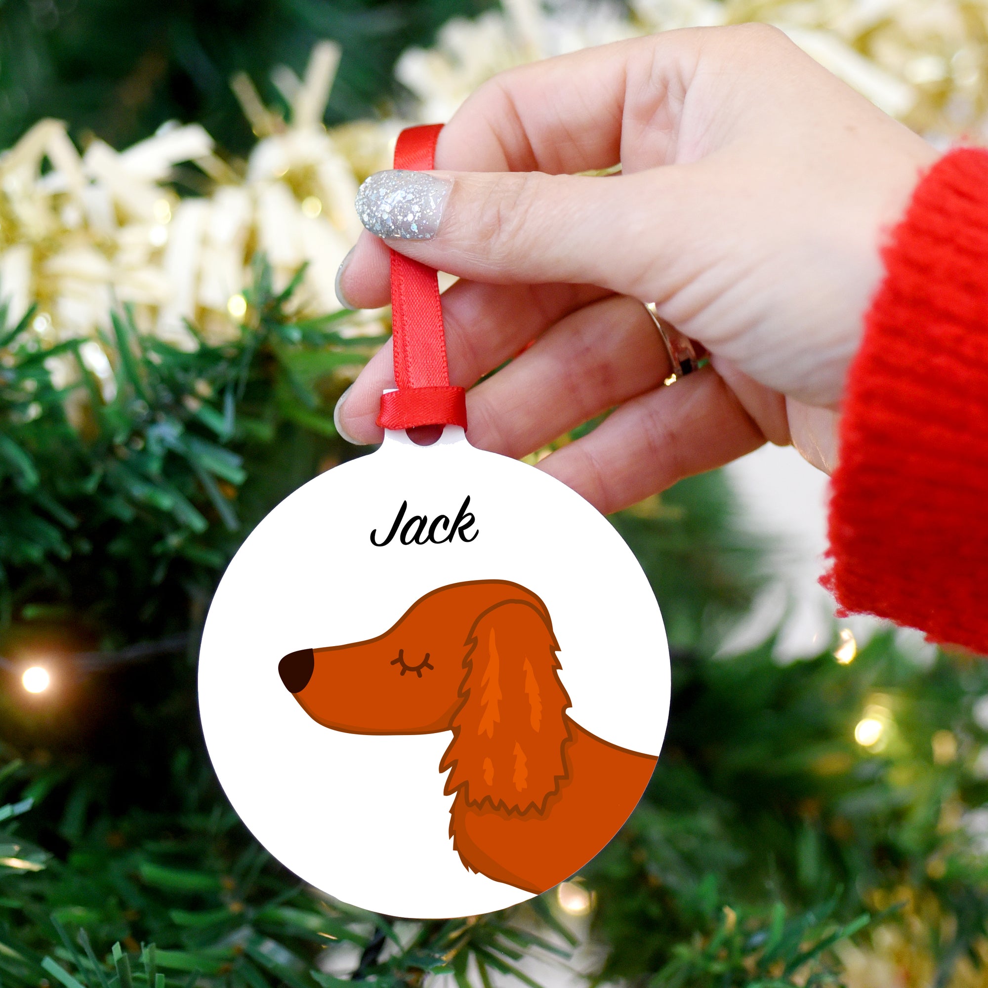 Dachshund Personalised Dog Christmas Decoration