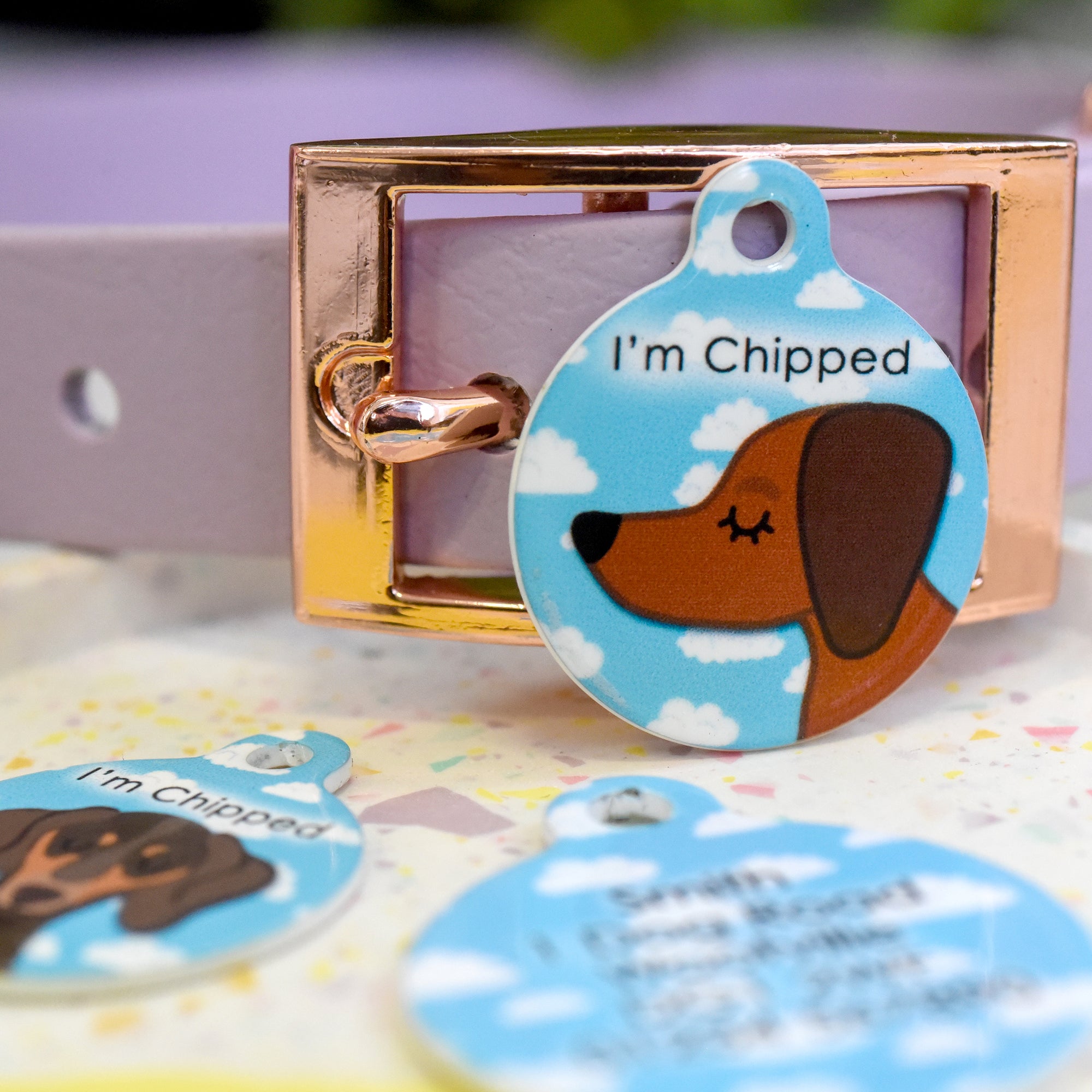 Personalised Dachshund Dog Tag - Happy Clouds