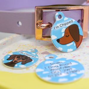 Personalised Dachshund Dog Tag - Happy Clouds