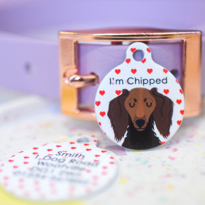 Personalised Dachshund Dog Tag - Love Hearts