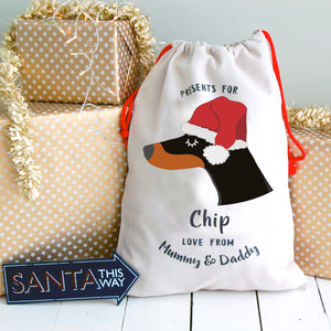 Doberman Personalised Christmas Present Sack  - Hoobynoo - Personalised Pet Tags and Gifts