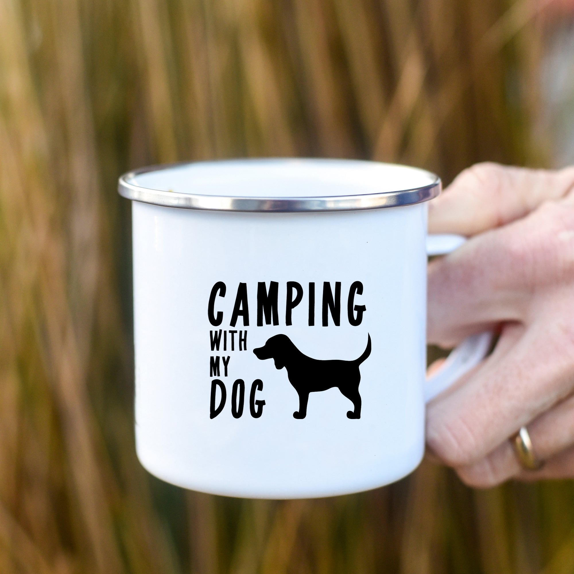 Dog Silhouette Enamel Camping Mug