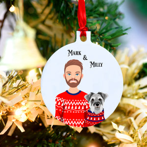 Personalised Dog Dad Christmas Jumper Decoration