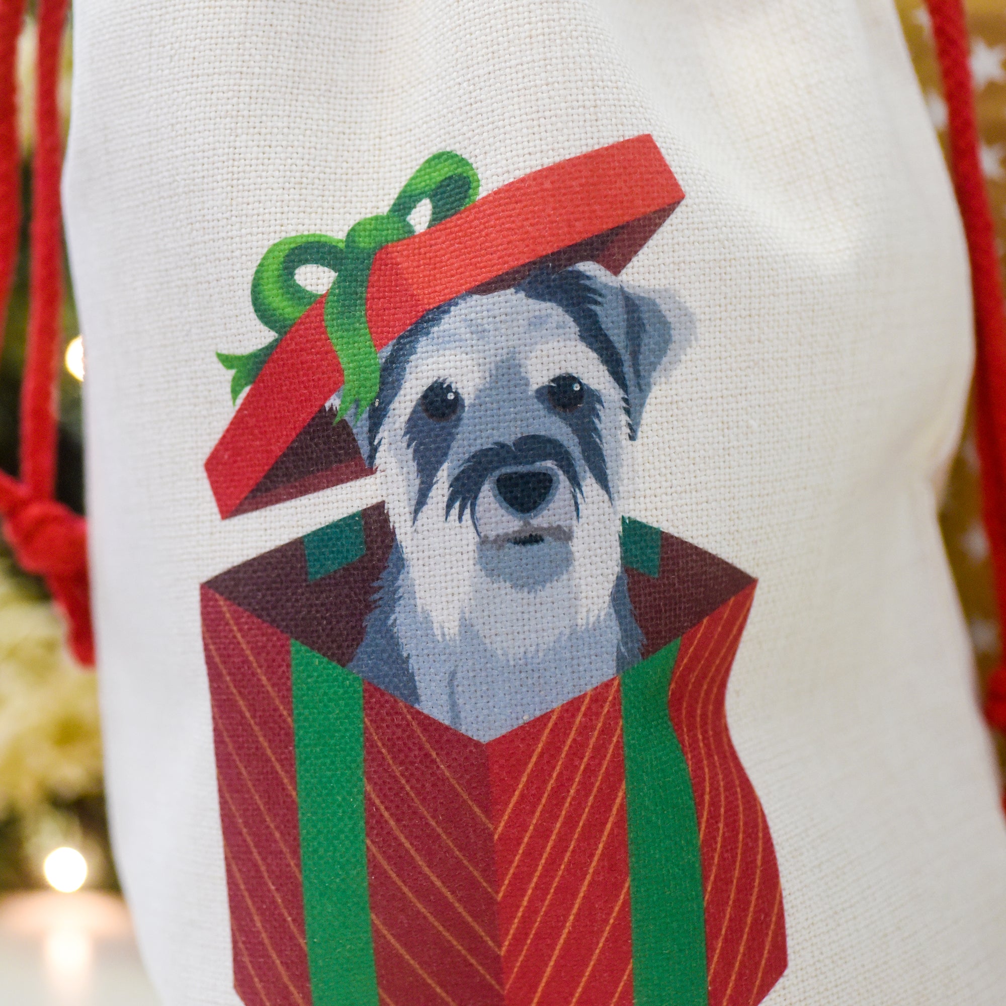 Dog In Present Christmas Sack