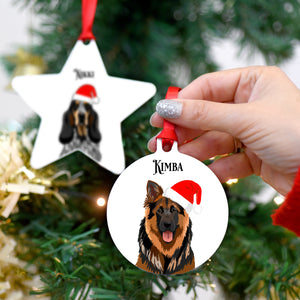Santa Dog Cute Personalised Christmas Decoration