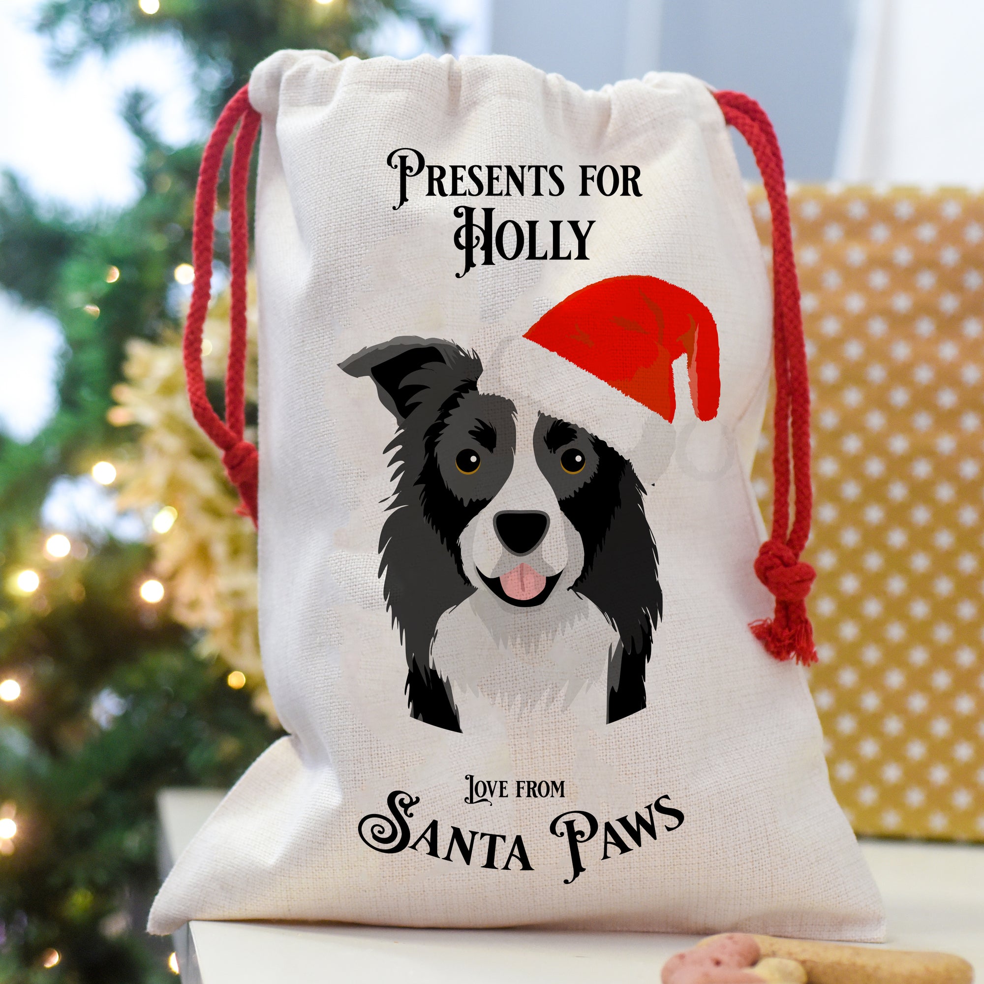 Personalised Santa Dog Christmas Present Sack