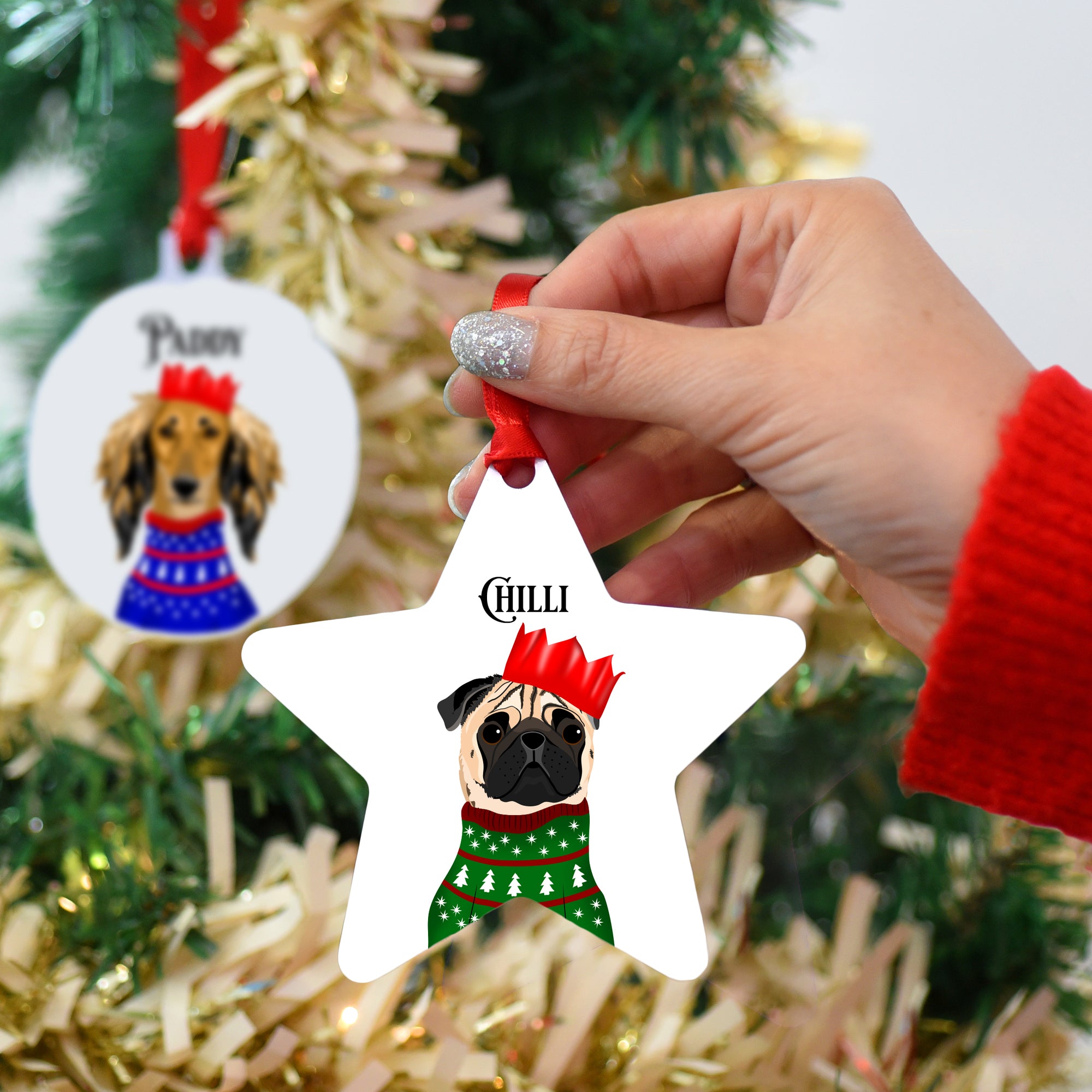 Personalised Party Dog Breed Christmas Decoration