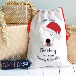 Dogo Argentino Personalised Christmas Present Sack  - Hoobynoo - Personalised Pet Tags and Gifts