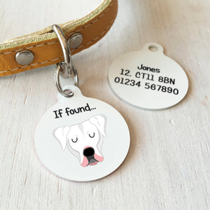 Dogo Argentino Personalised name ID Tag - White  - Hoobynoo - Personalised Pet Tags and Gifts
