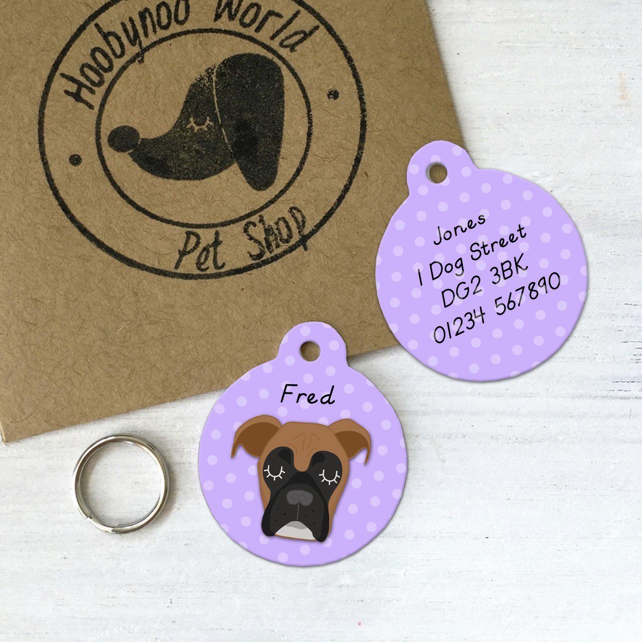 Boxer Personalised Pet ID Tag  - Hoobynoo - Personalised Pet Tags and Gifts