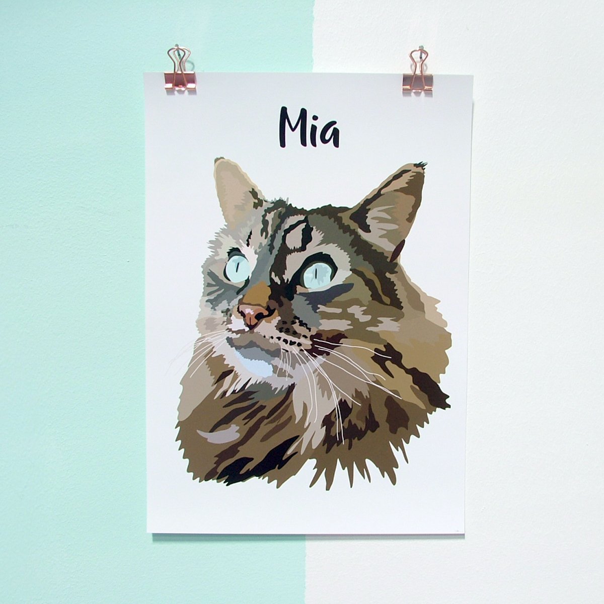 Custom Contemporary Cat Portrait  - Hoobynoo - Personalised Pet Tags and Gifts