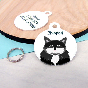 Cat Personalised name ID Tag - White  - Hoobynoo - Personalised Pet Tags and Gifts