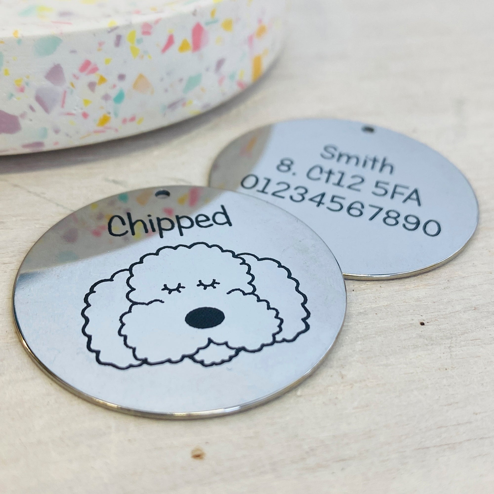 Engraved Dog Tag, Stainless Steel Personalised Pet Tag