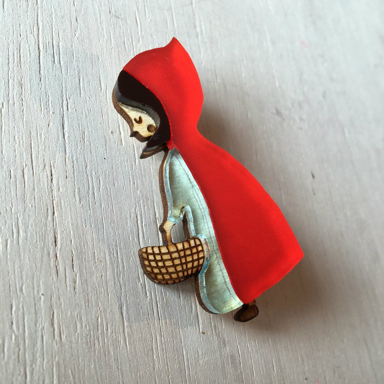 Handmade Red Riding Hood Red Riding Hood Handmade Acrylic Brooch – Hoobynoo.co.uk