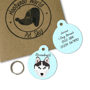 Siberian Husky Personalised Dog ID Tag  - Hoobynoo - Personalised Pet Tags and Gifts