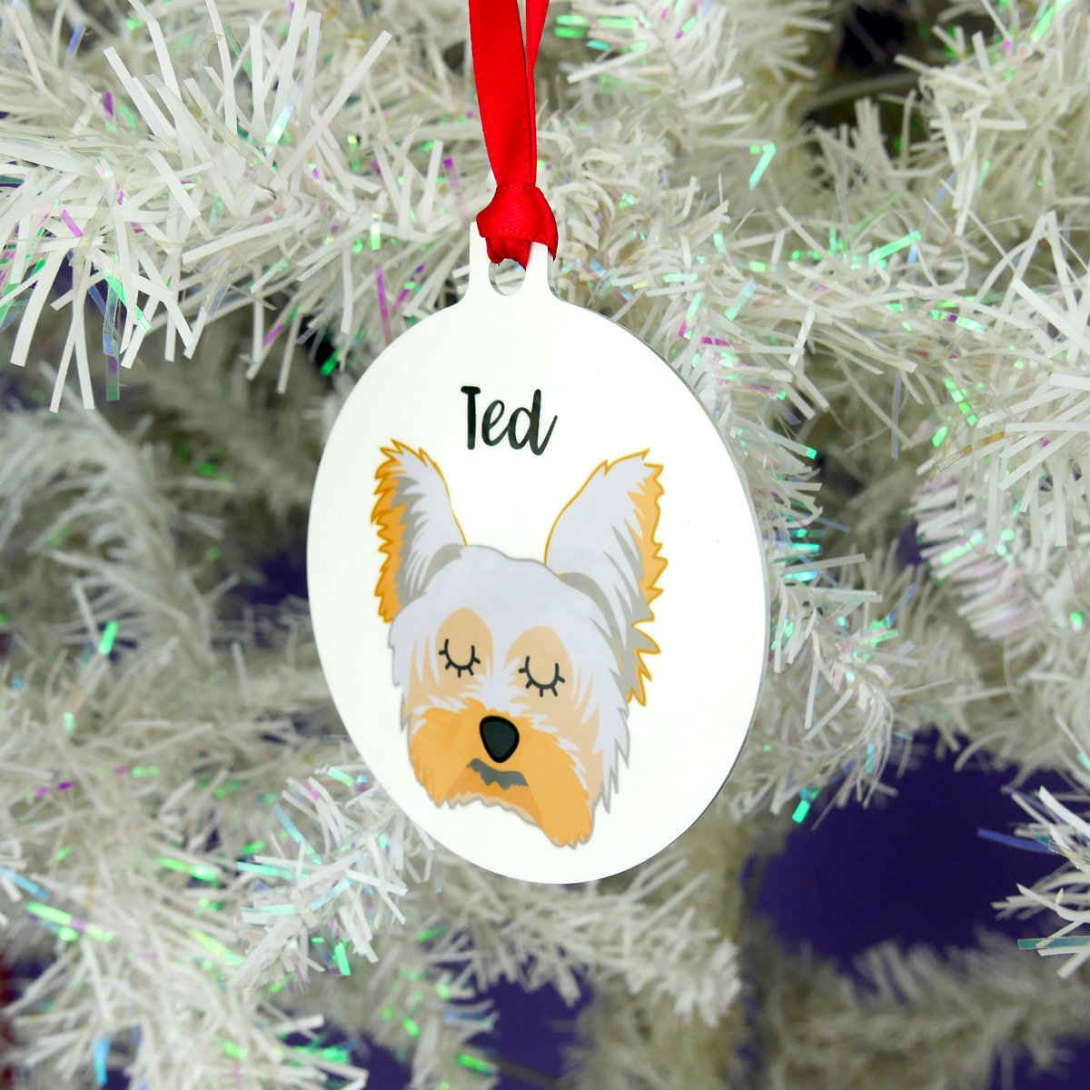 Personalised Yorkshire Terrier Christmas Decoration - Bold  - Hoobynoo - Personalised Pet Tags and Gifts