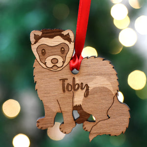 Ferret Personalised Wooden Christmas Decoration