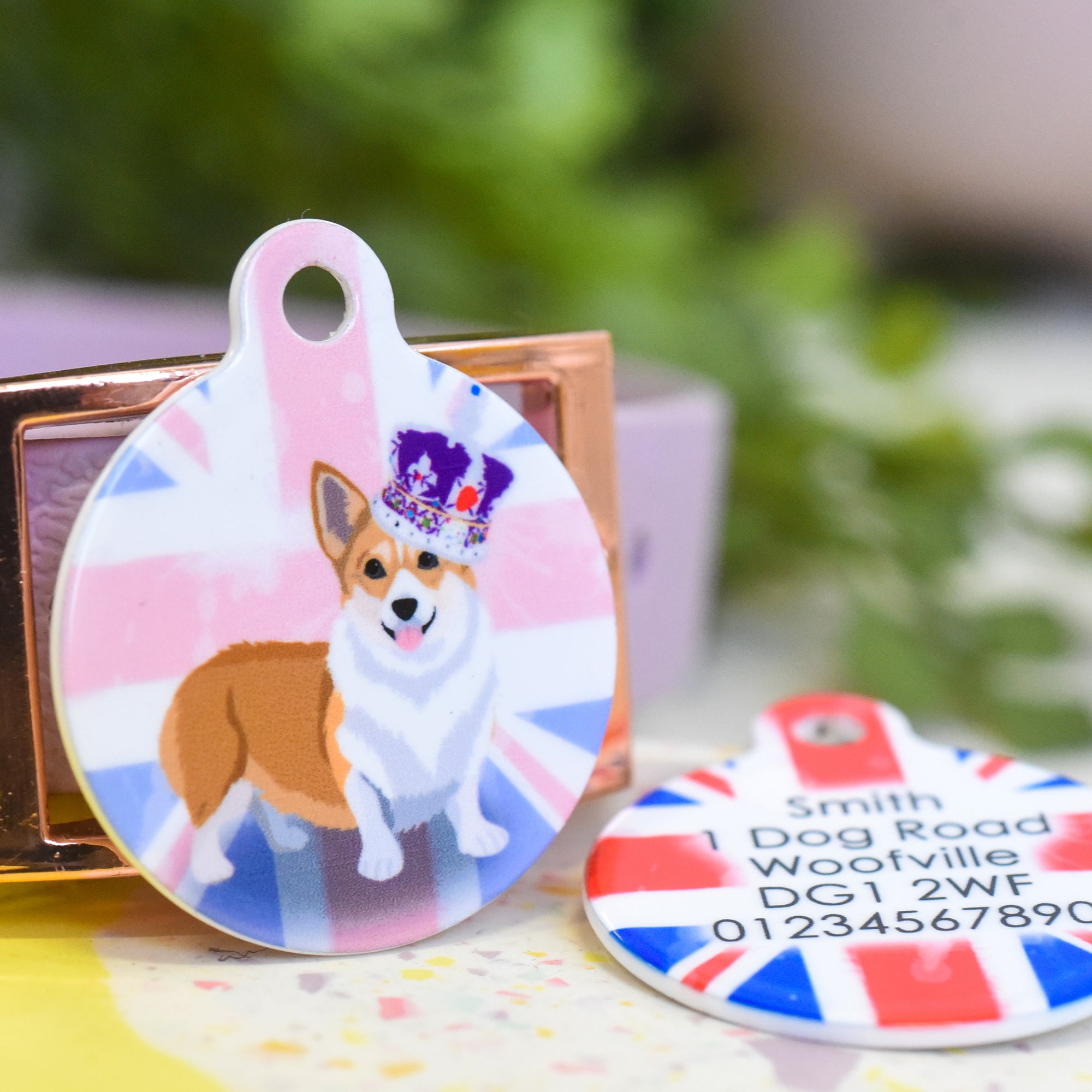 Personalised Queen's Jubilee Dog Tag - Flag Corgi