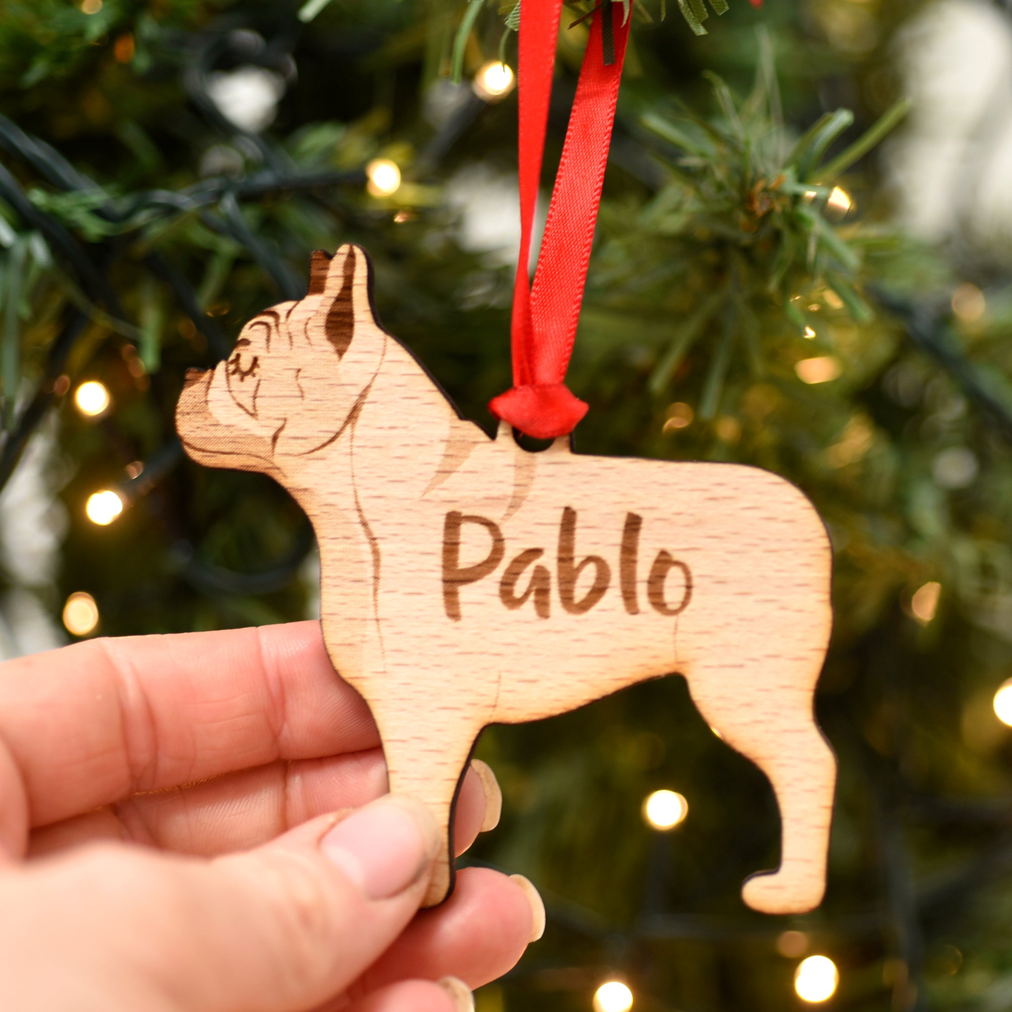 French Bulldog Personalised Wooden Christmas Decoration