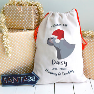 French Bulldog Profile Personalised Christmas Present Sack  - Hoobynoo - Personalised Pet Tags and Gifts