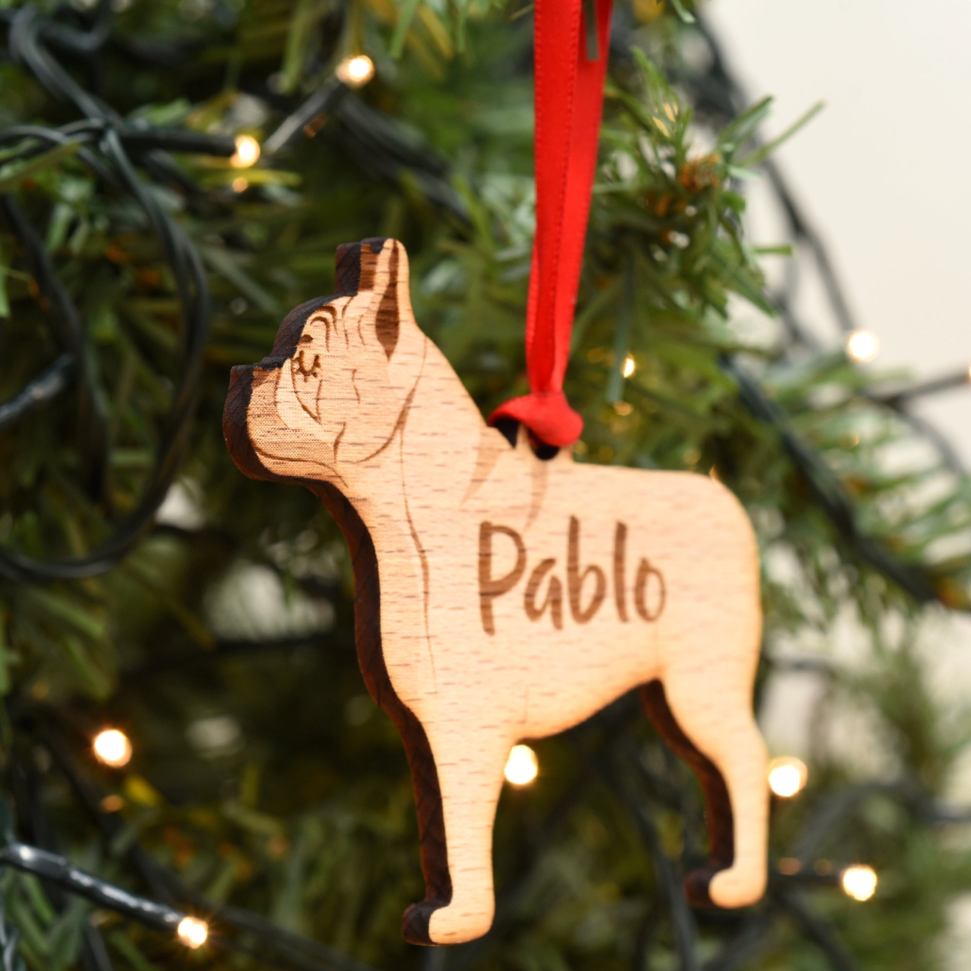 French Bulldog Personalised Wooden Christmas Decoration
