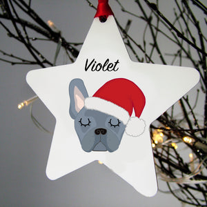 Santa Paws French Bulldog Christmas Decoration - Bold  - Hoobynoo - Personalised Pet Tags and Gifts