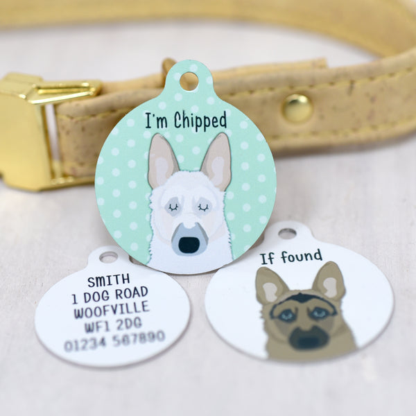 German Shepherd Alsatian Personalised Dog Tag in Pet ID Tags
