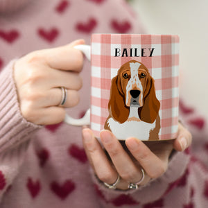 Personalised Cute Dog Illustrated Mug - Gingham Collection