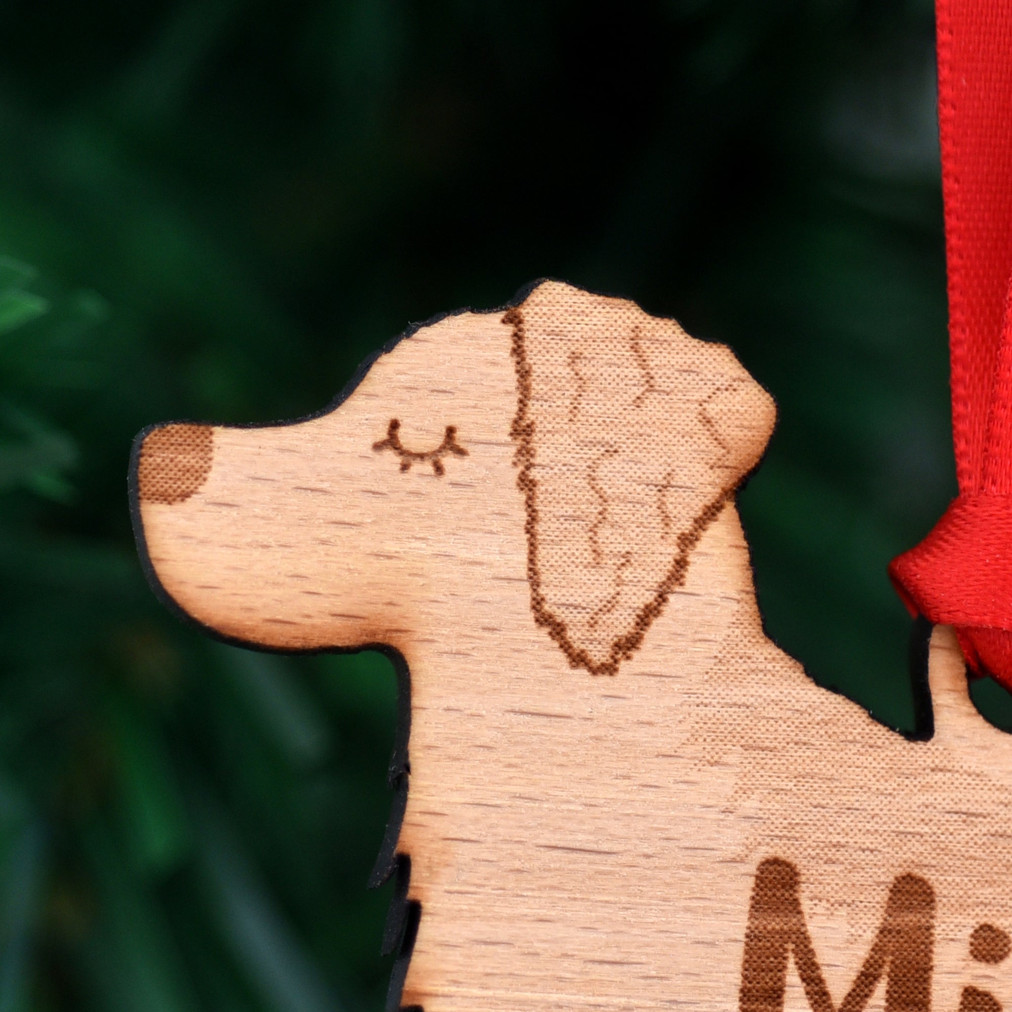 Dog Christmas Decoration - Golden Retriever - Solid Wood