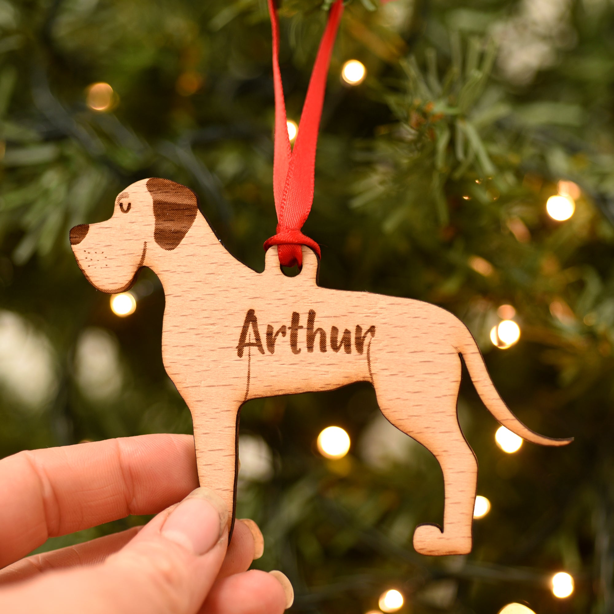 Dog Christmas Decoration - Great Dane - Solid Wood