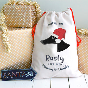 Greyhound Christmas Sack with Santa Hat Personalised  - Hoobynoo - Personalised Pet Tags and Gifts