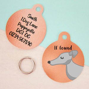 Greyhound/ Whippet Copper Personalised Dog ID Tag  - Hoobynoo - Personalised Pet Tags and Gifts