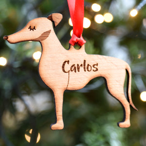 Greyhound Personalised Wooden Christmas Decoration