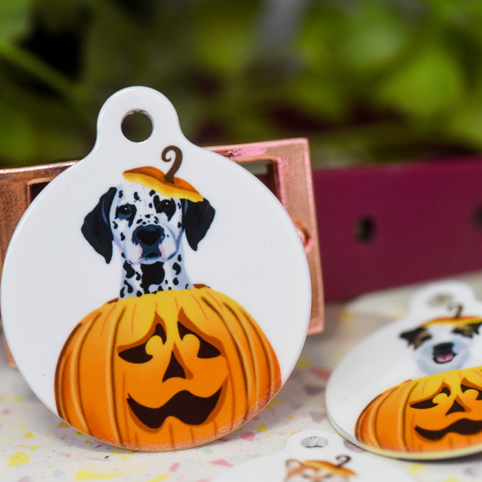 Dog ID Tag Personalised - Cute Pumpkin Halloween