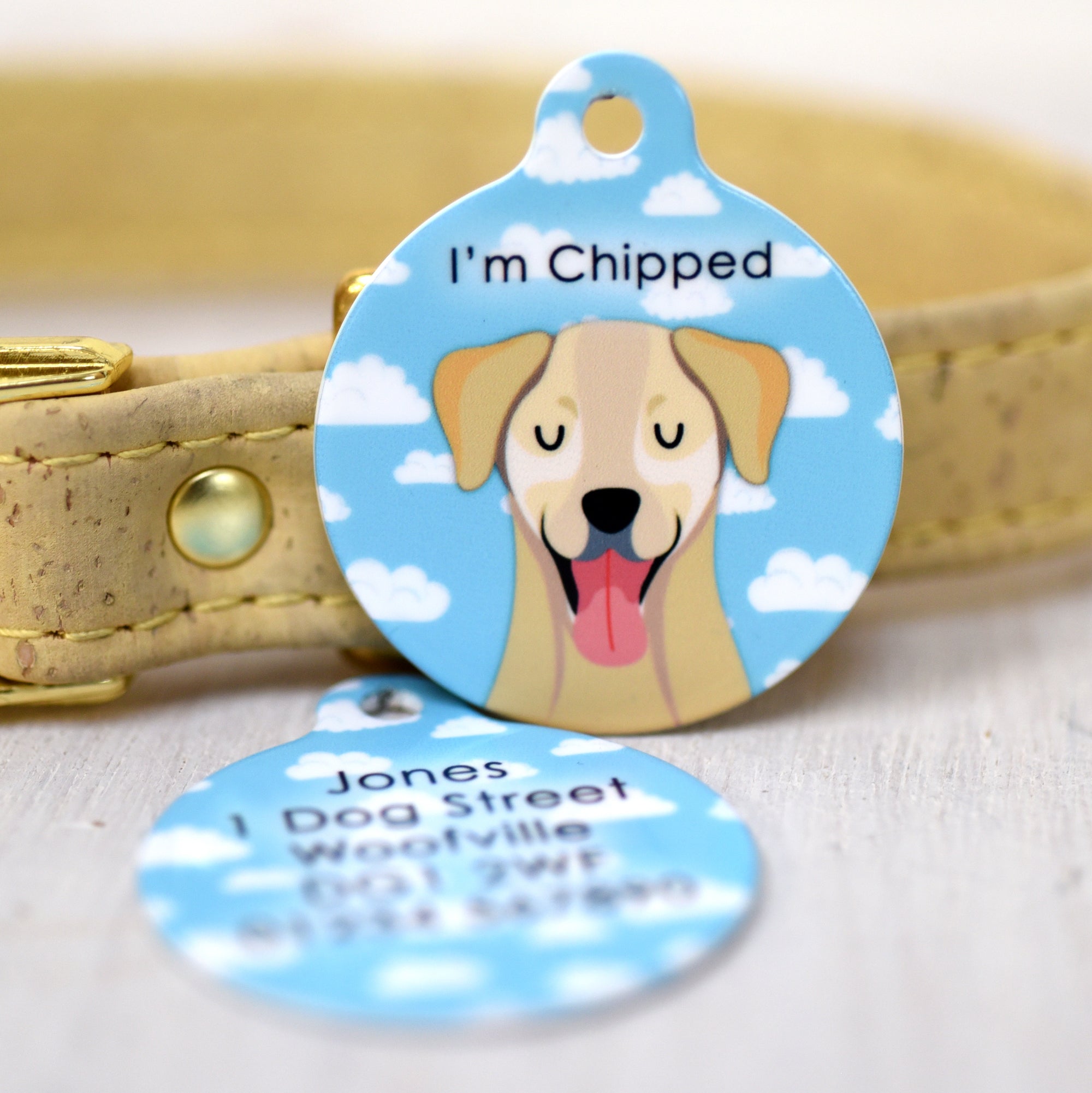 Dog Tag Personalised - Happy Clouds