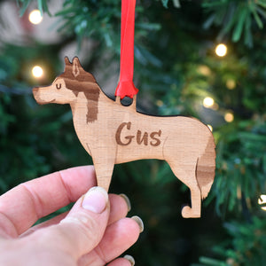 Dog Christmas Decoration - Husky - Solid Wood