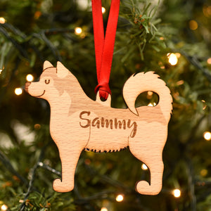 Dog Christmas Decoration - Alaskan Malamute - Solid Wood