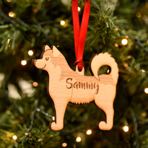 Dog Christmas Decoration - Alaskan Malamute - Solid Wood