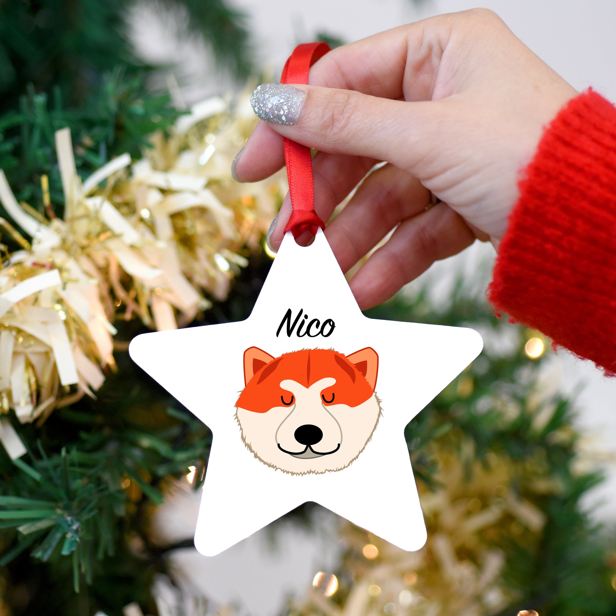 Akita Personalised Dog Christmas Decoration