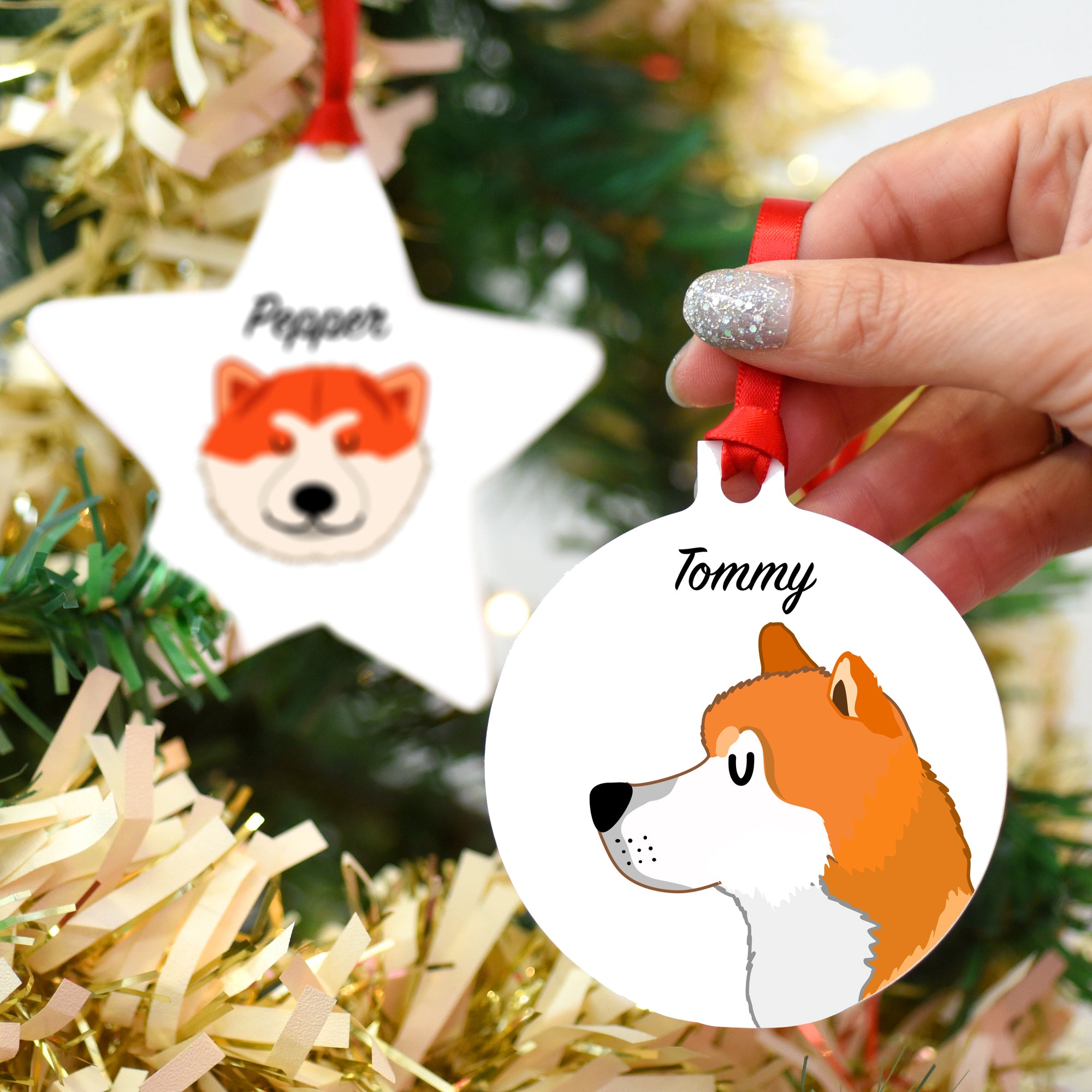 Akita Personalised Dog Christmas Decoration
