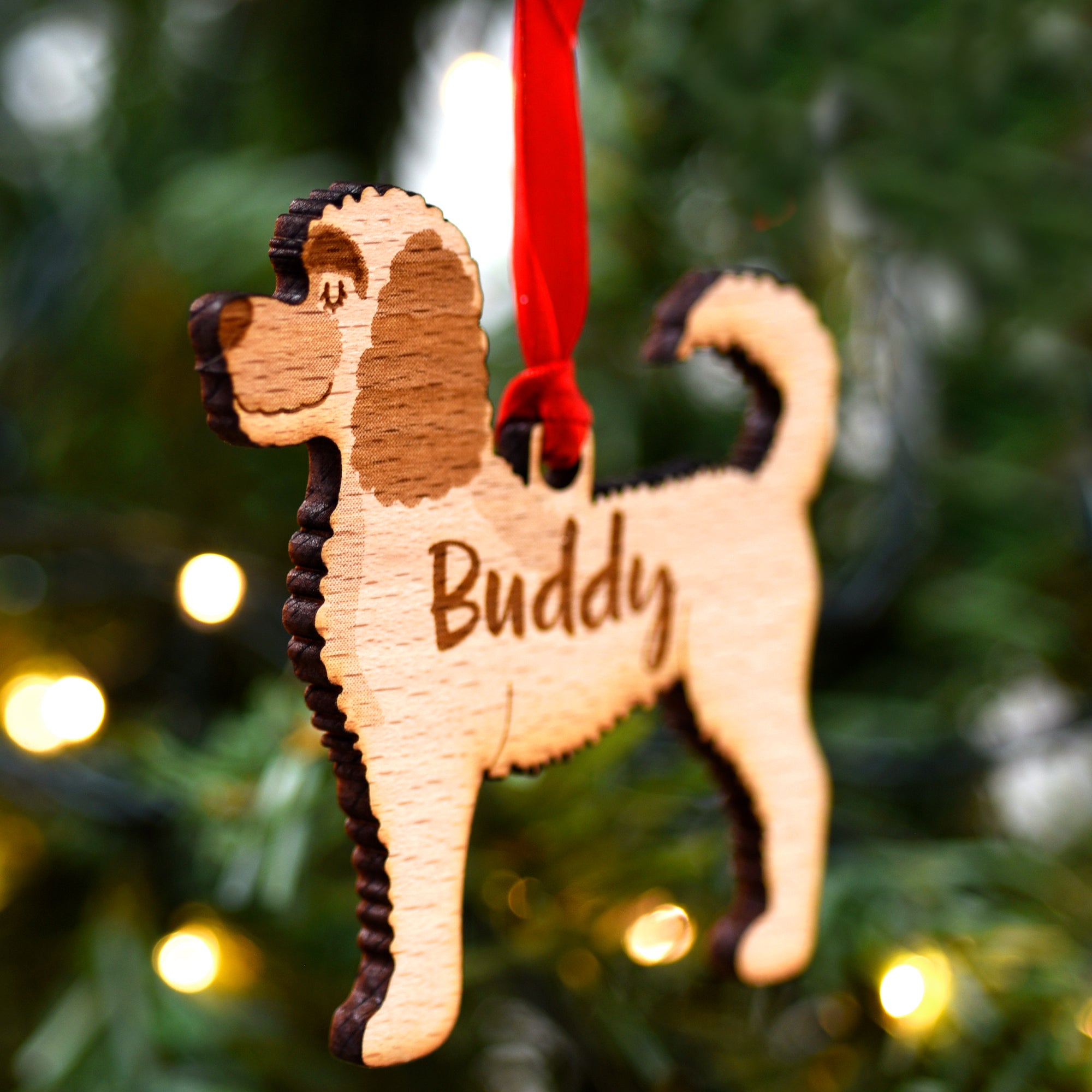 Labradoodle Personalised Wooden Christmas Decoration