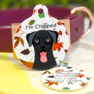 Personalised Labrador Dog Tag - Autumn Leaves