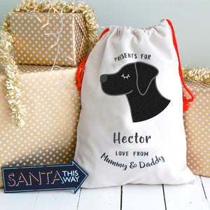 Labrador Christmas Sack Personalised  - Hoobynoo - Personalised Pet Tags and Gifts