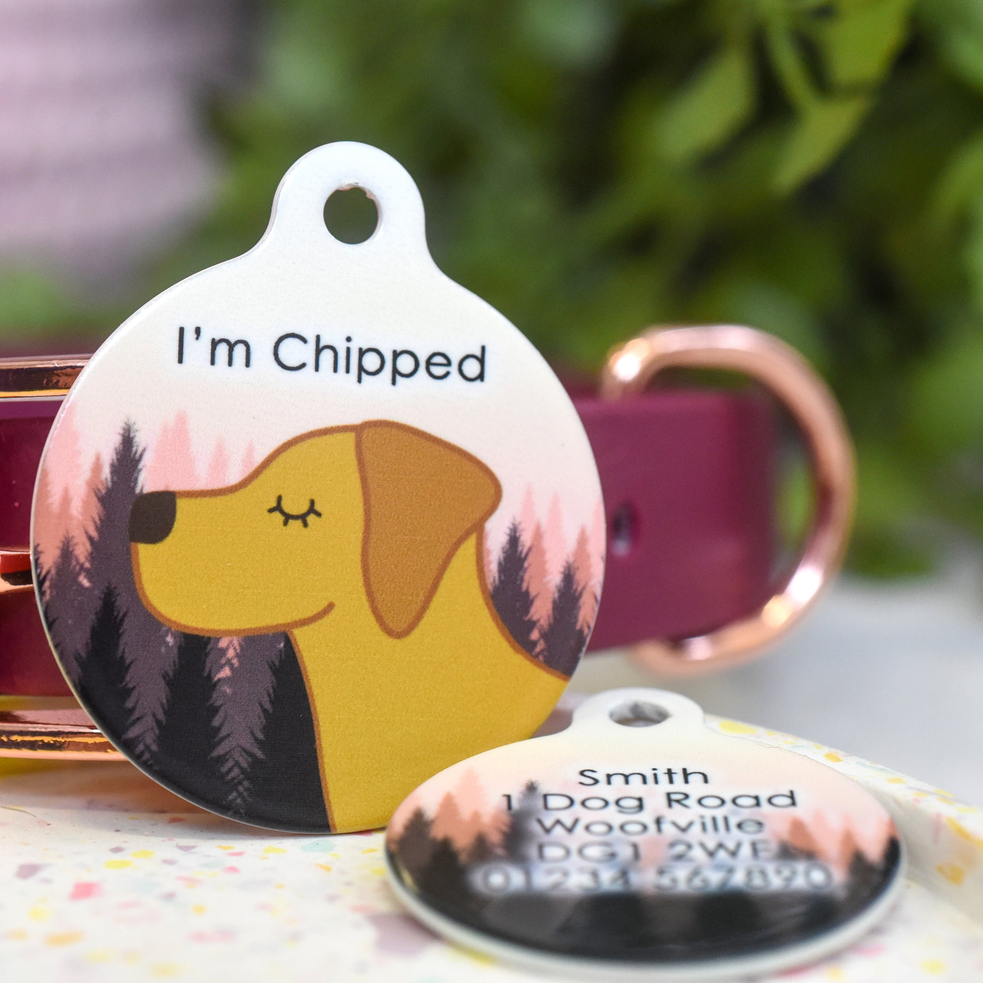 Personalised Labrador Dog Tag - Sunset Forest