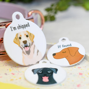 Personalised Labrador Retriever Dog Tag with Bold White Background