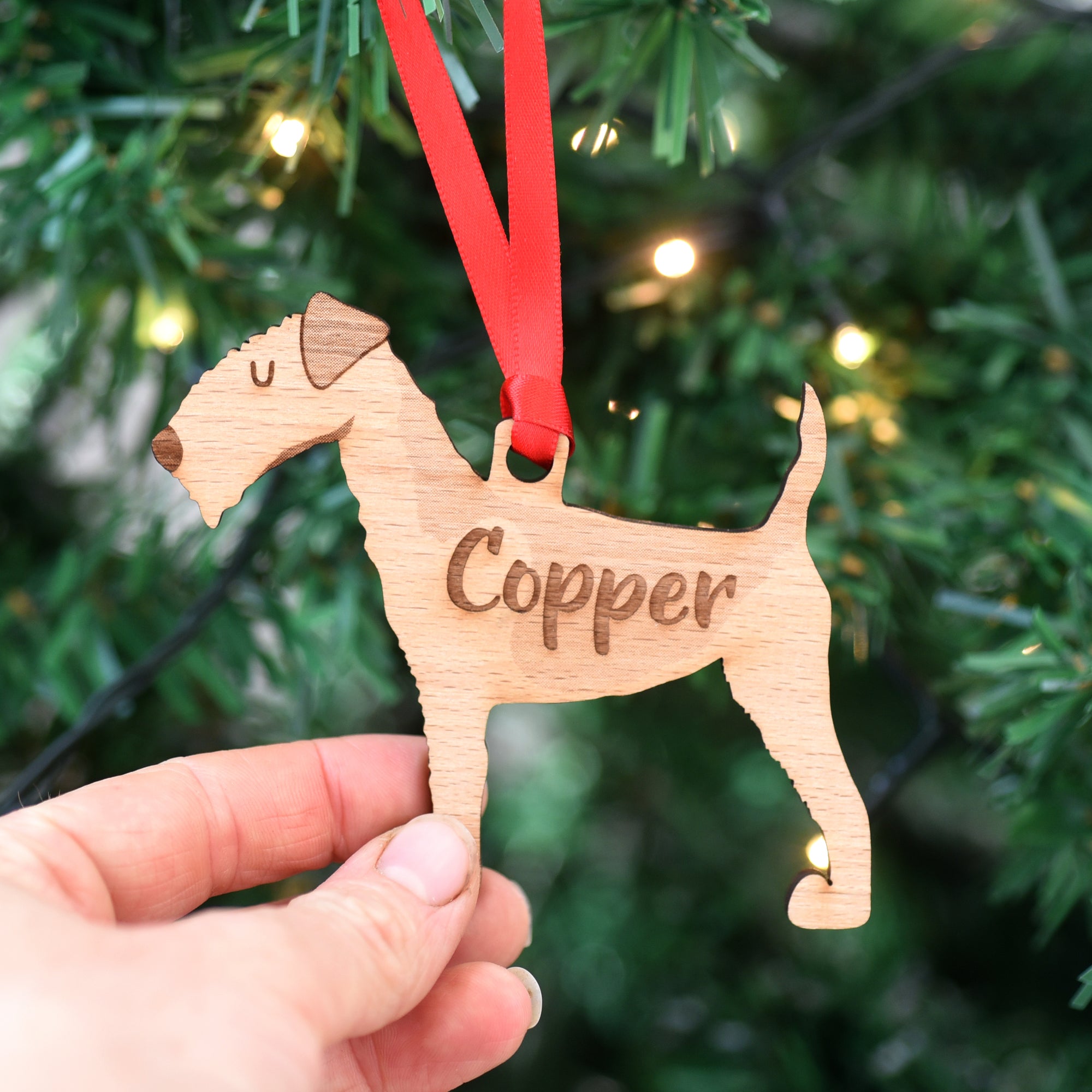 Dog Christmas Decoration - Airedale/ Lakeland Terrier - Solid Wood