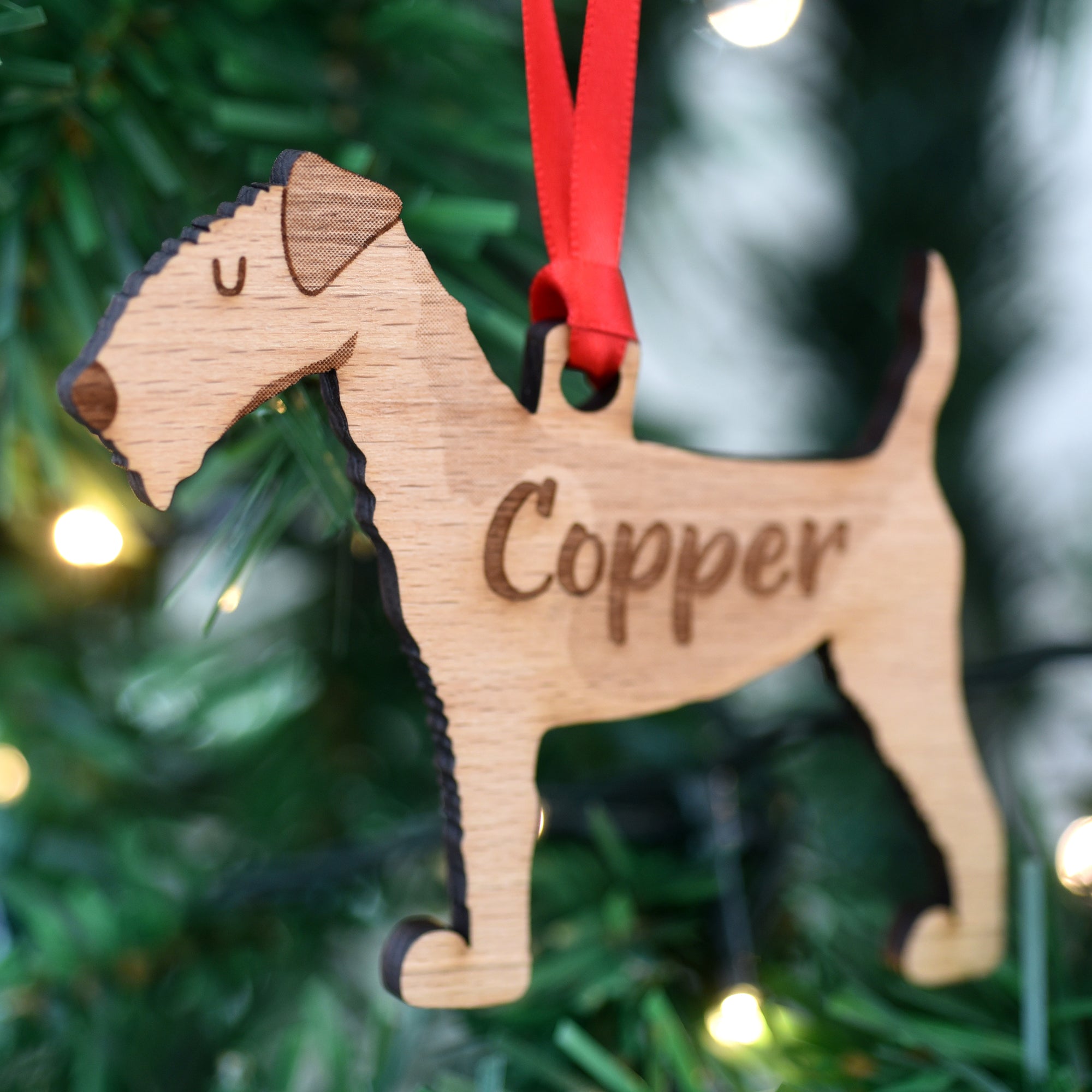 Dog Christmas Decoration - Airedale/ Lakeland Terrier - Solid Wood